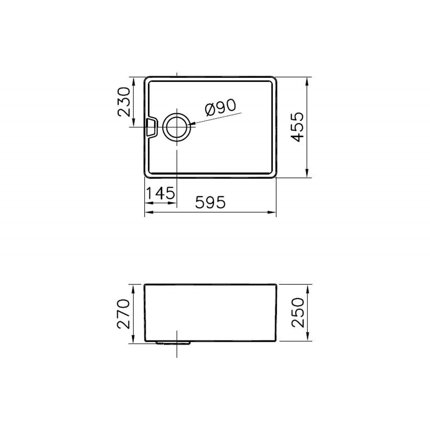 Single Bowl White Ceramic Kitchen Sink Reginox Belfast 90MM BELFAST